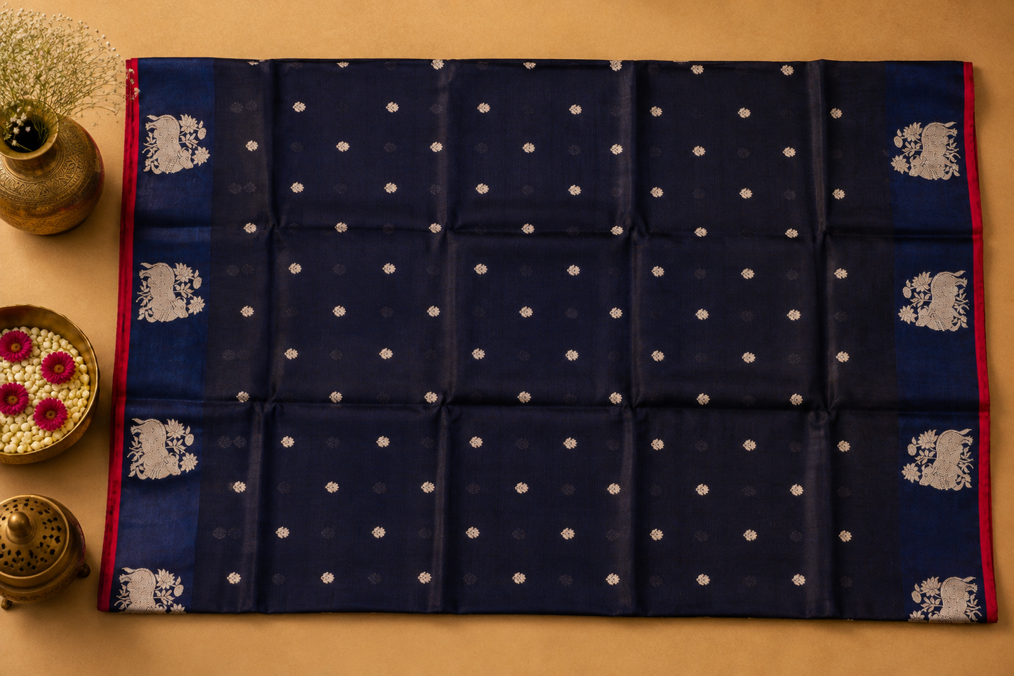 Navy Blue Chanderi Saree