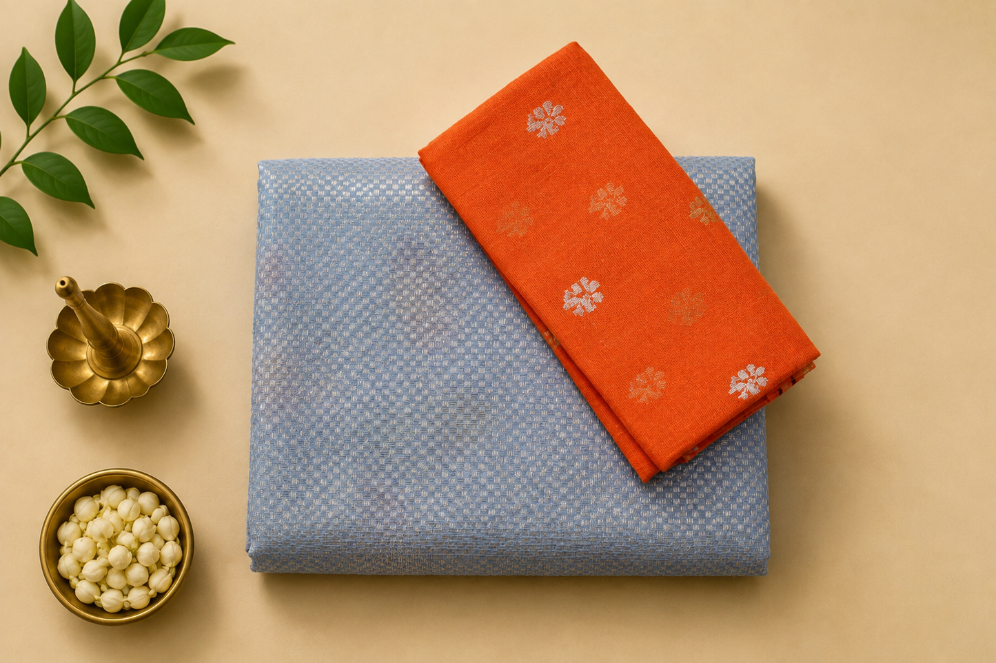 Ice Blue Zari Kota Saree