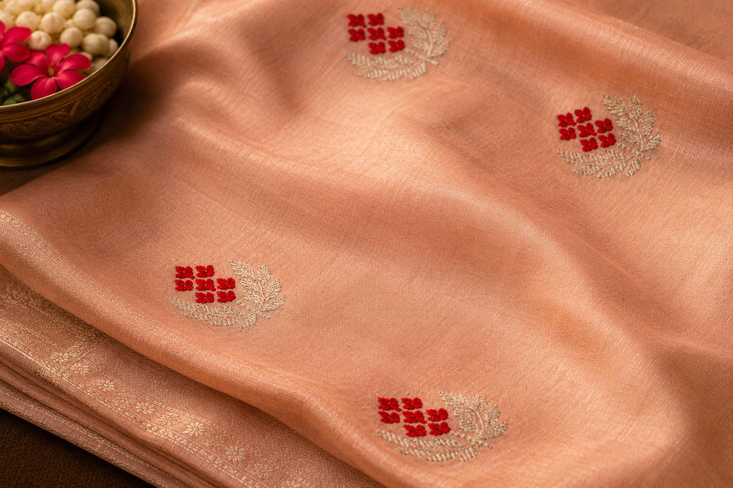 Peach Chanderi Saree