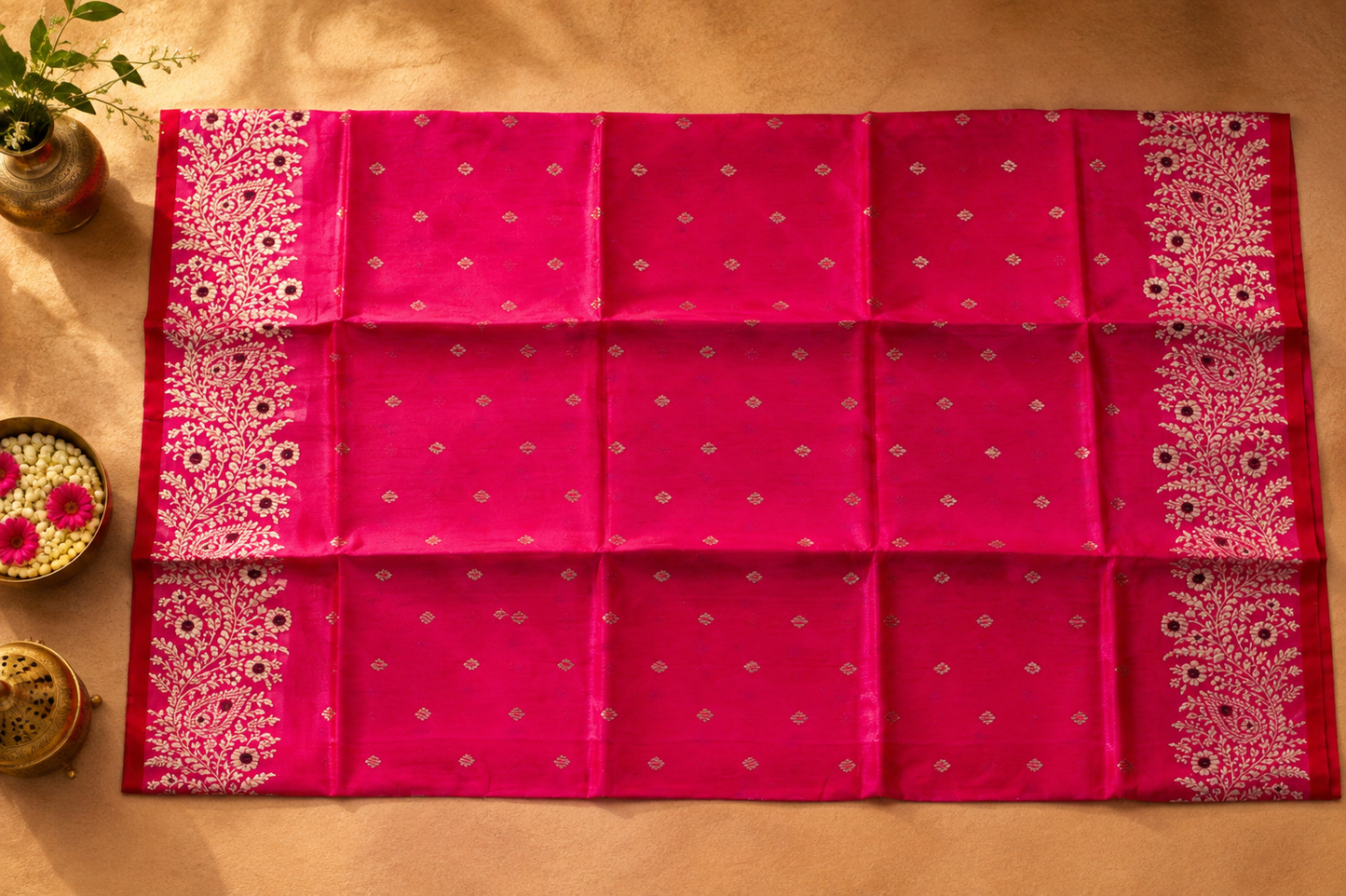 Rani Pink Chanderi Saree