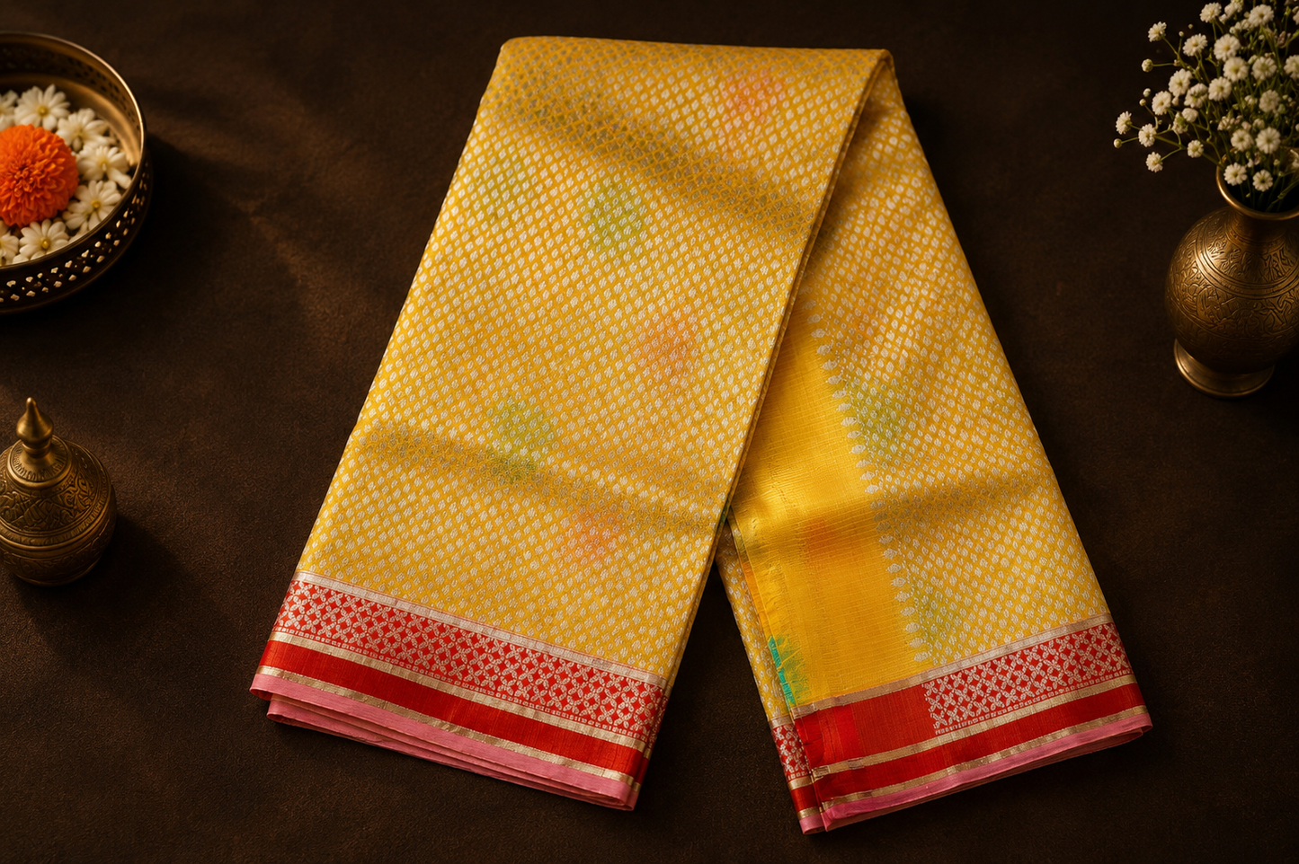 Marigold Yellow Zari Kota Saree