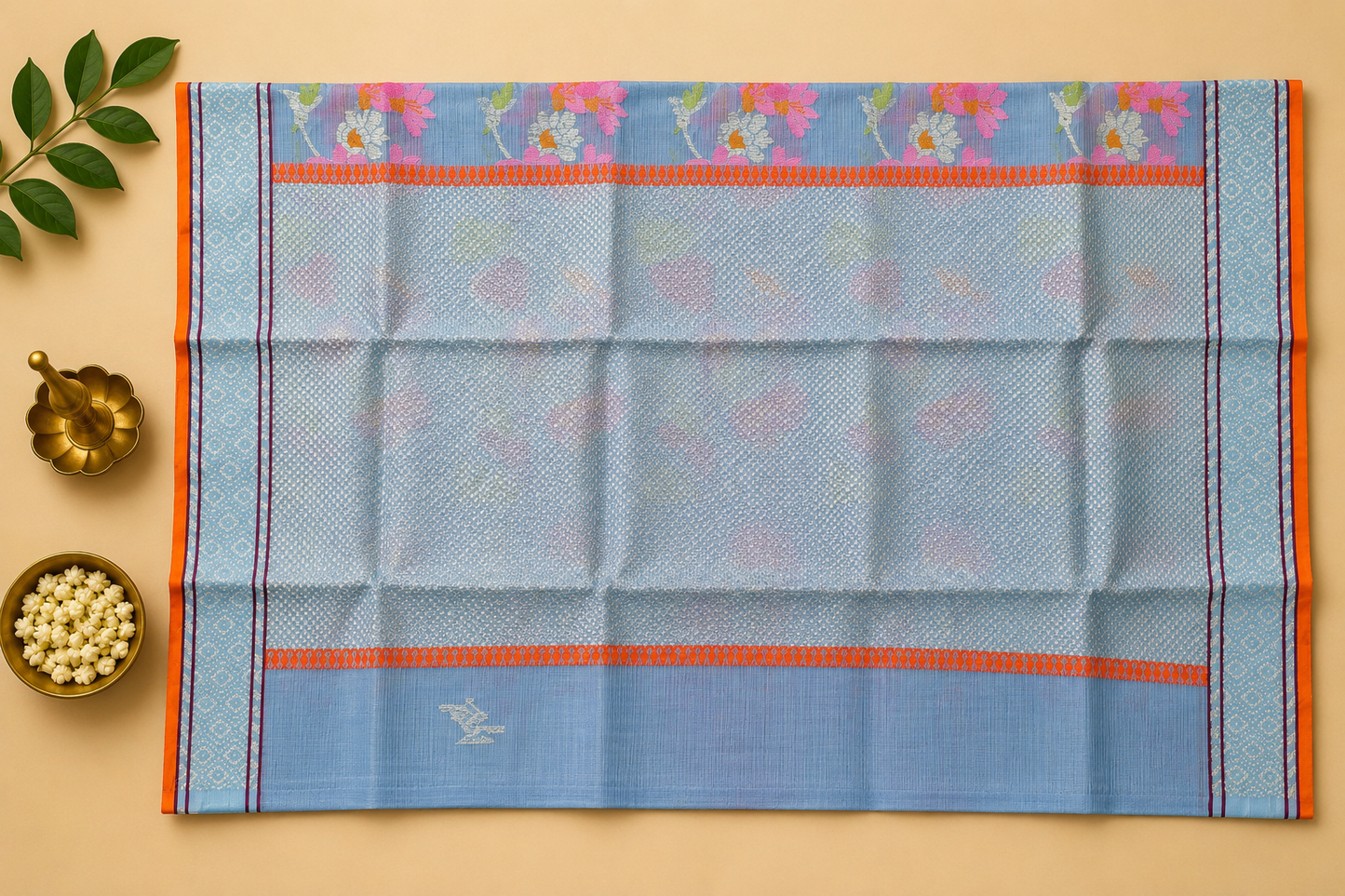 Ice Blue Zari Kota Saree
