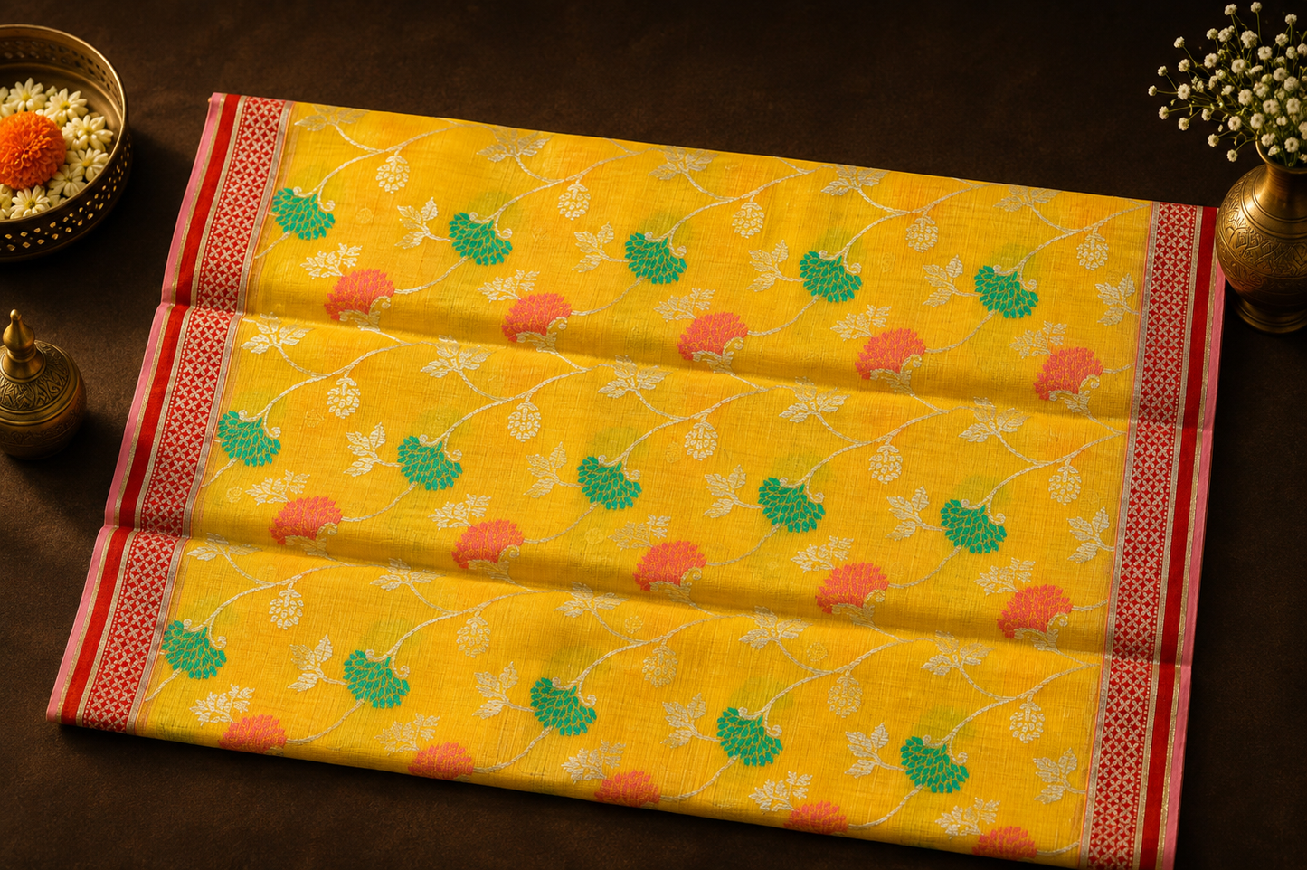 Marigold Yellow Zari Kota Saree