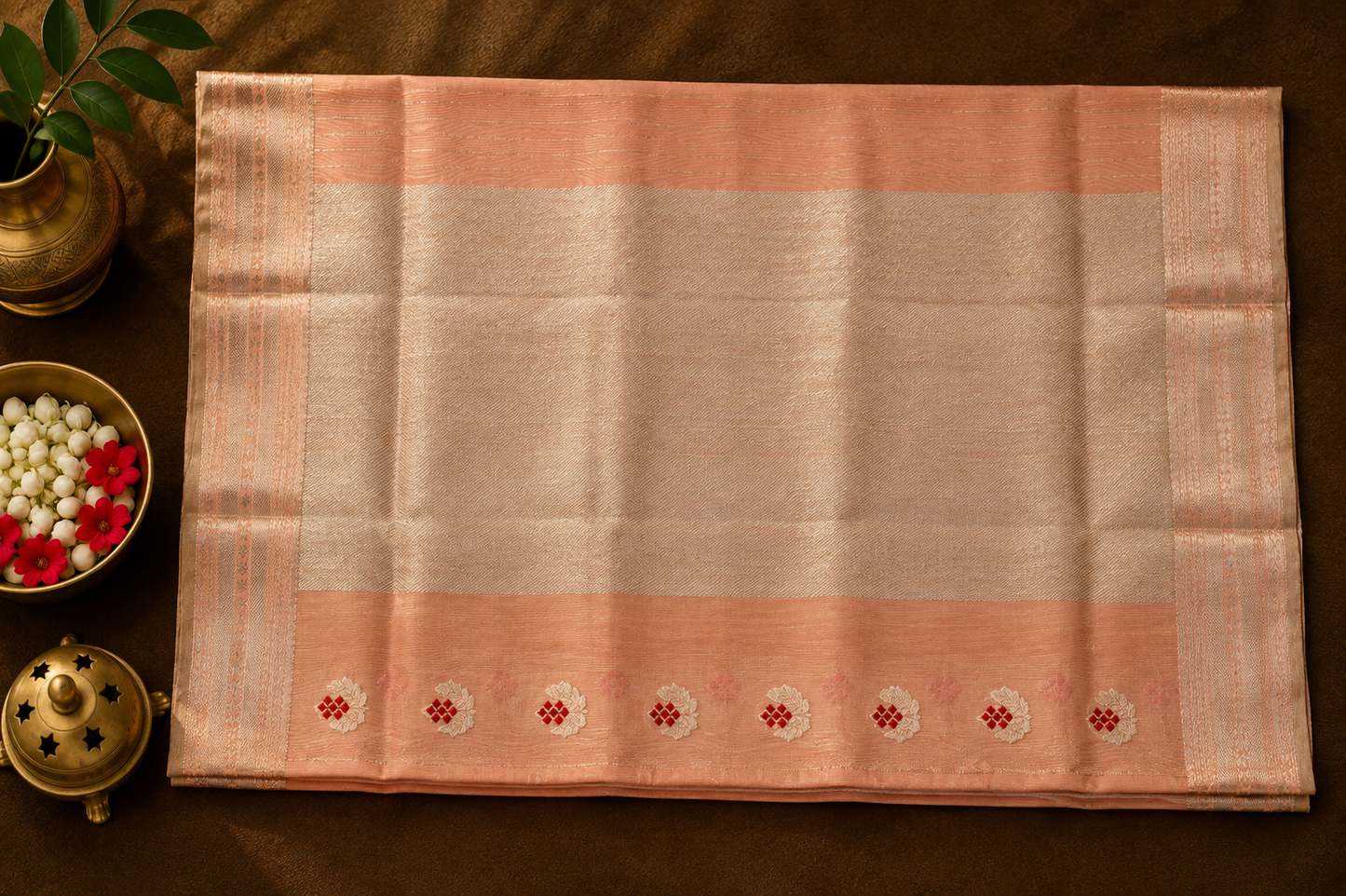 Peach Chanderi Saree