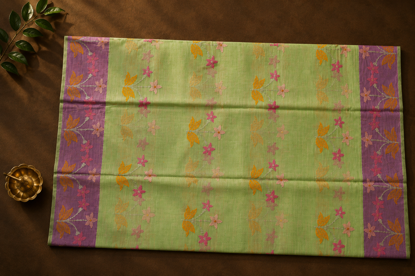 Pista Green Zari Kota Saree