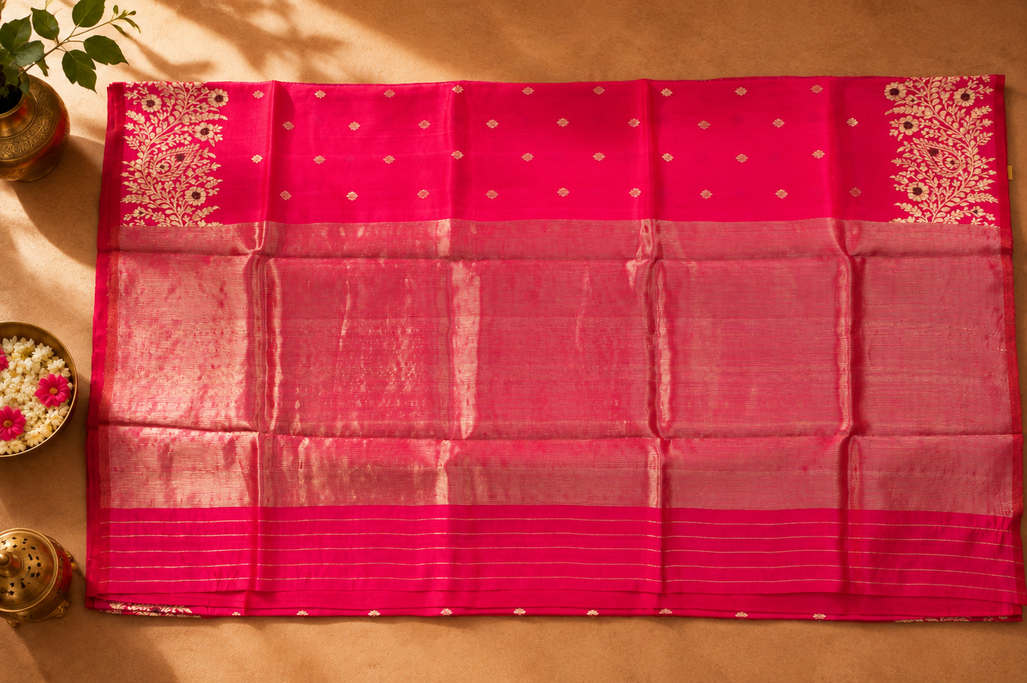 Rani Pink Chanderi Saree