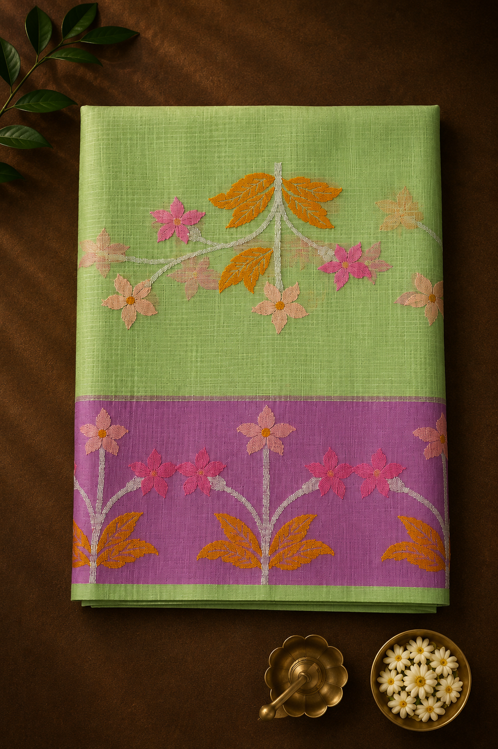 Pista Green Zari Kota Saree