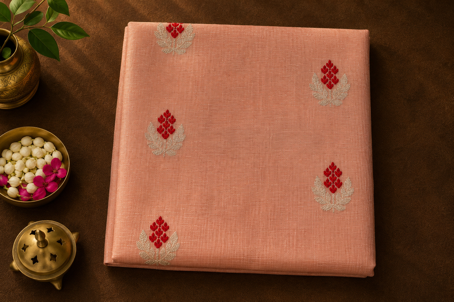 Peach Chanderi Saree