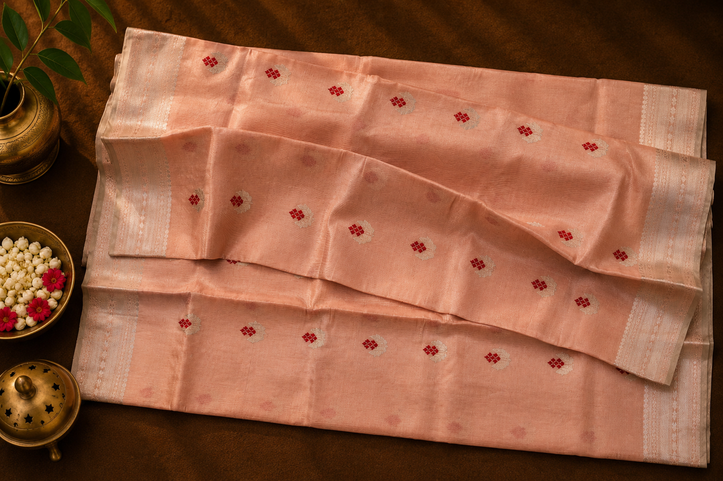 Peach Chanderi Saree