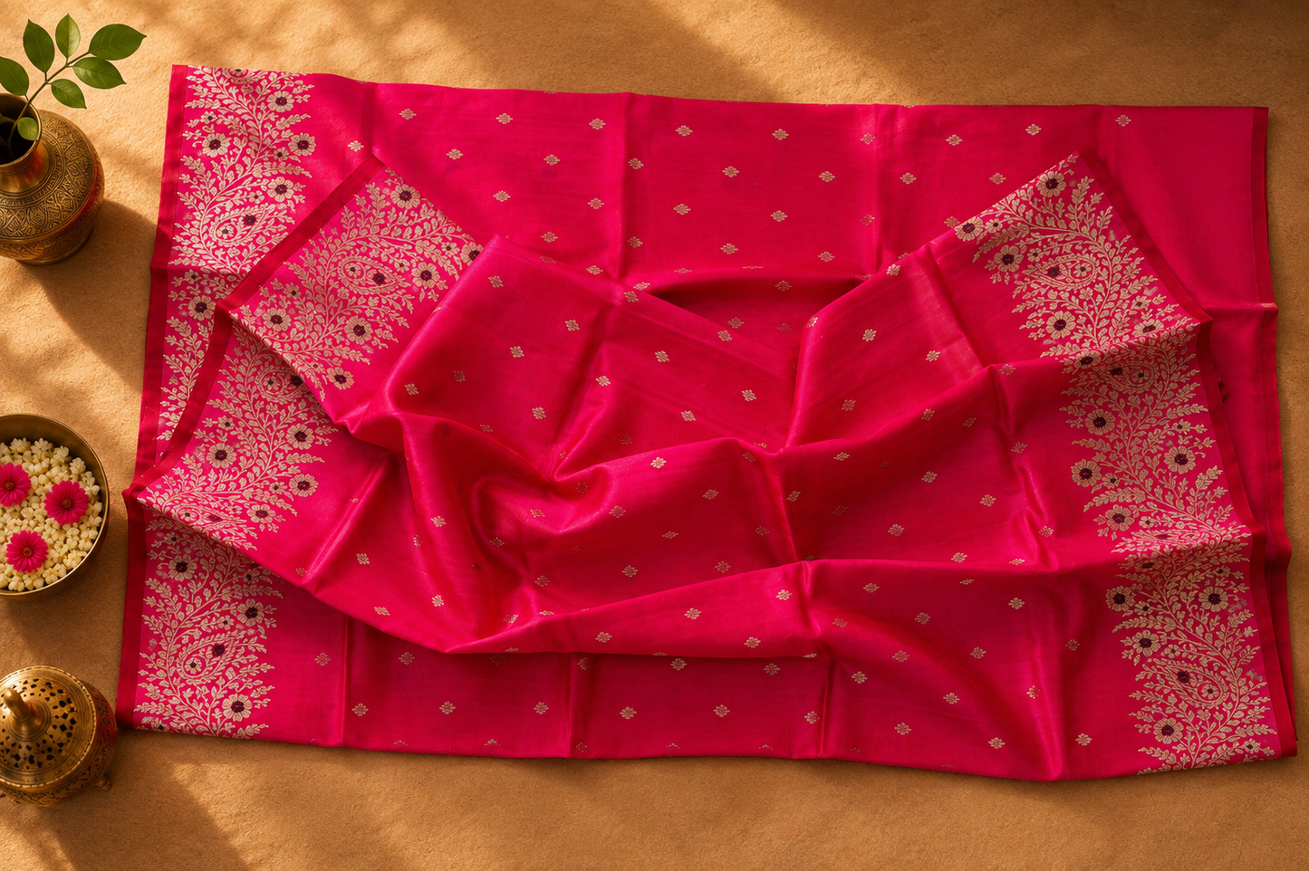Rani Pink Chanderi Saree