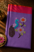 Purple Zari Kota Saree with Peacock-Floral Motifs
