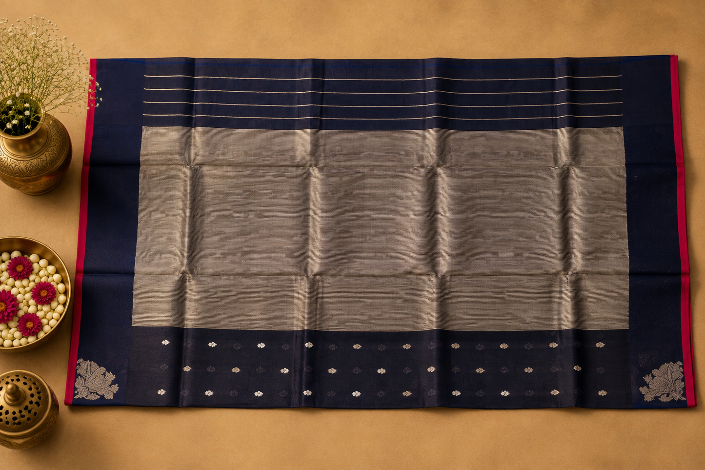 Navy Blue Chanderi Saree