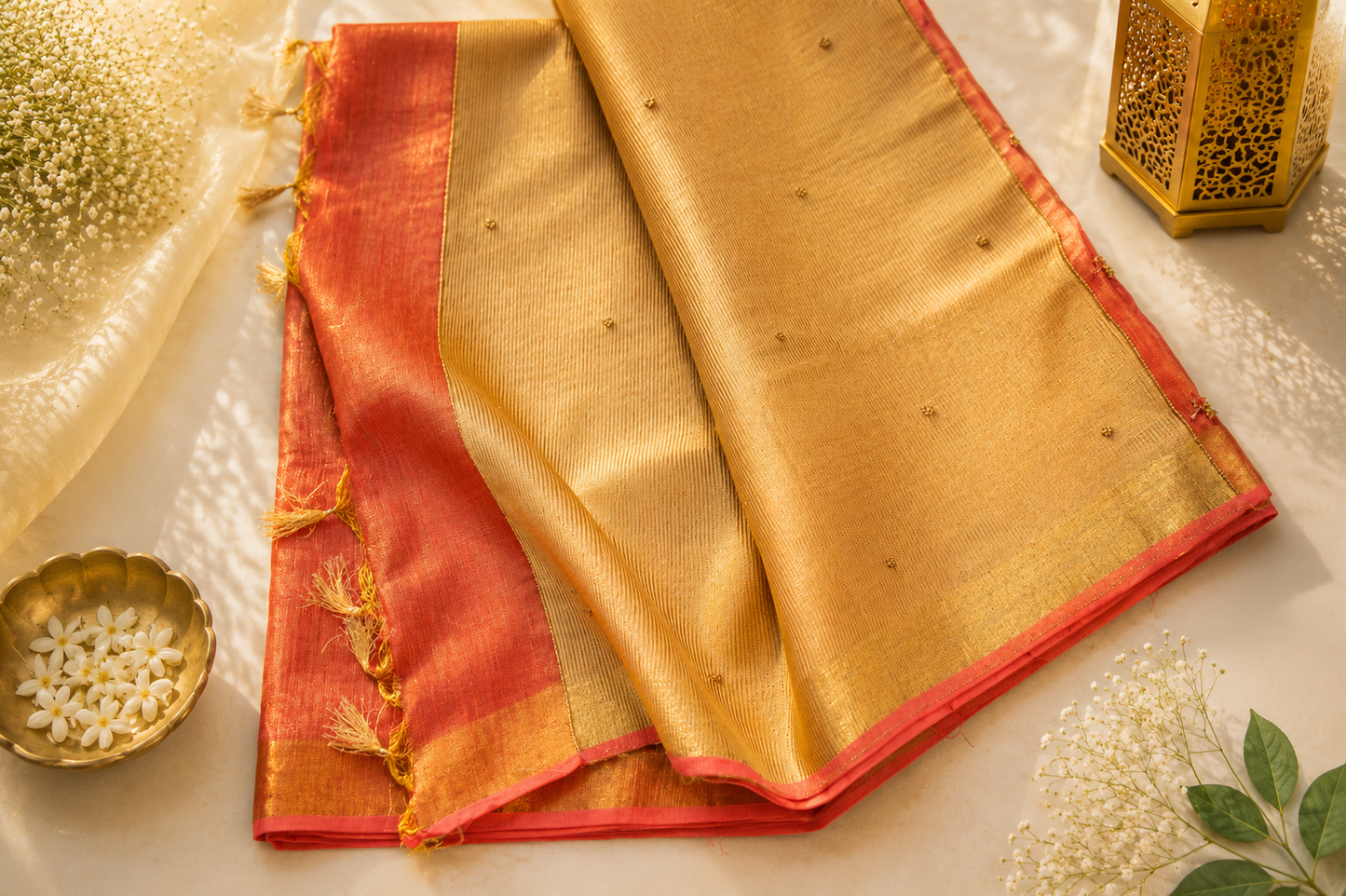 Peach Ombre Bhagalpuri Cotton Silk Saree