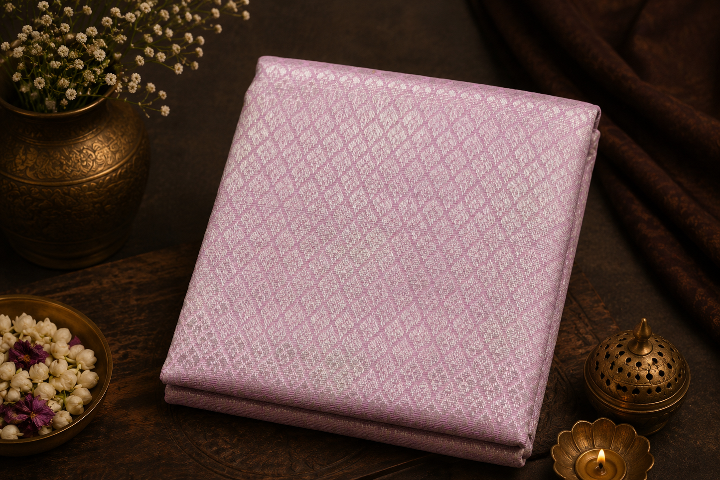 Lilac Pink Zari Kota Saree
