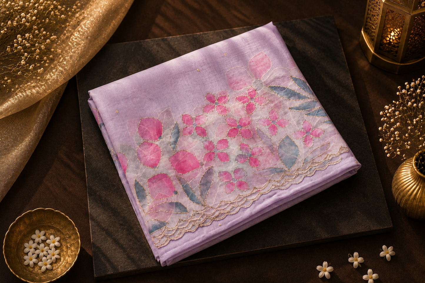 Lavender Bloom Organza Saree