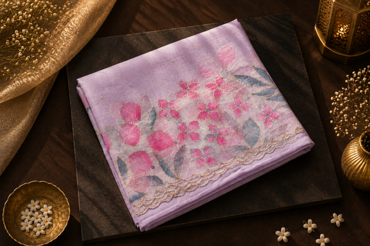 Lavender Bloom Organza Saree