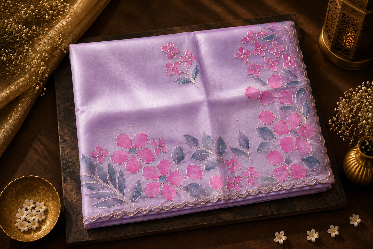 Lavender Bloom Organza Saree