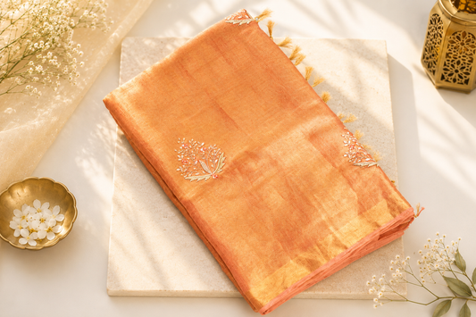 Rust Bhagalpuri Silk Saree