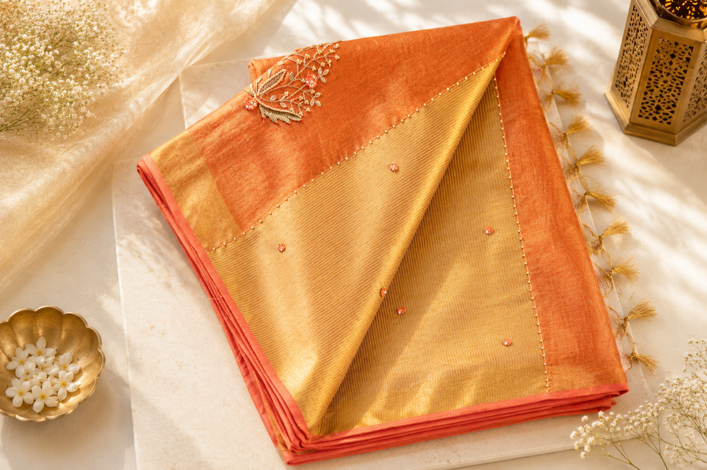 Rust Bhagalpuri Silk Saree