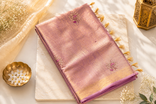 Mauve Bhagalpuri Silk Saree