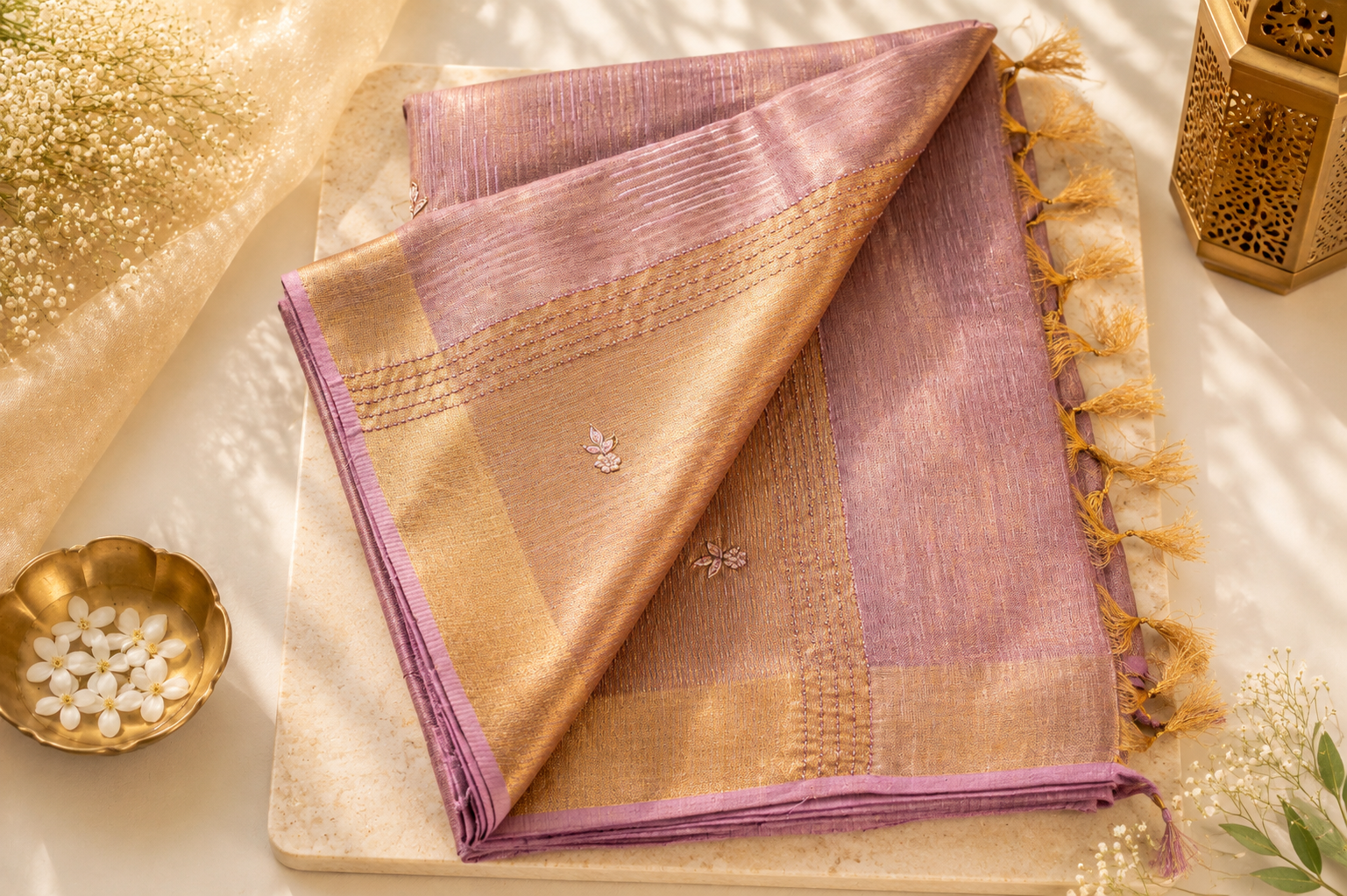 Mauve Bhagalpuri Silk Saree